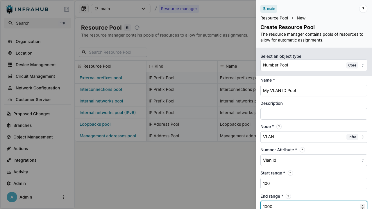 Creating Number Pool